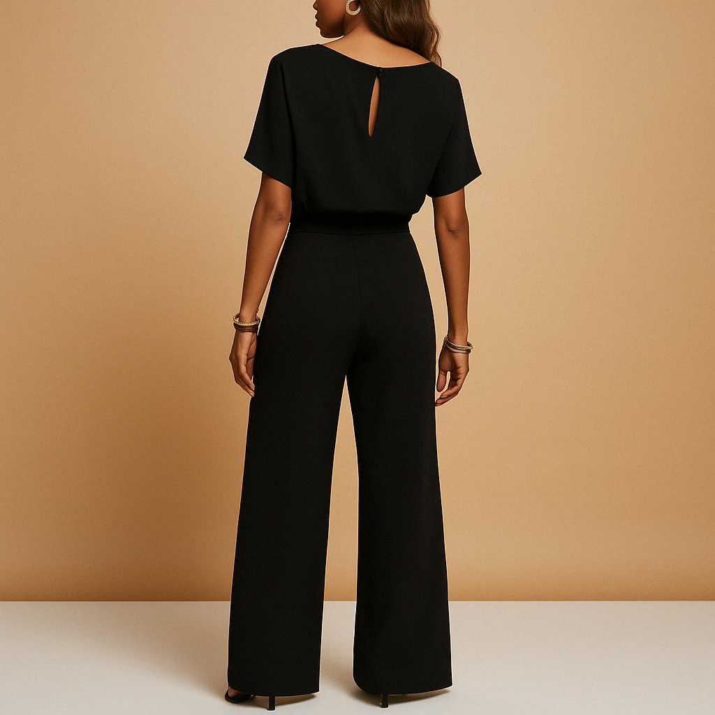 Women’s formal jumpsuit with flowing sleeves and tailored fit, ideal for galas, weddings, and elegant evening occasions