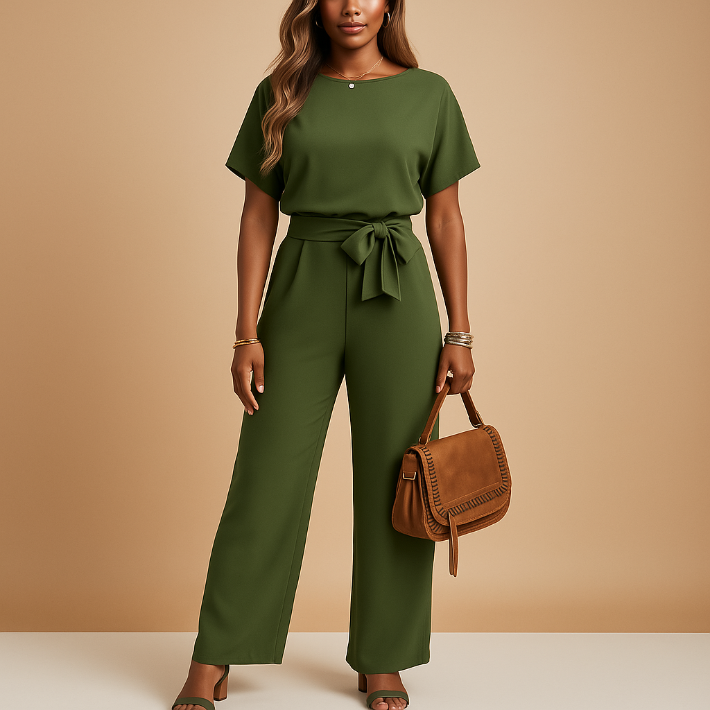 Women’s formal jumpsuit with flowing sleeves and tailored fit, ideal for galas, weddings, and elegant evening occasions