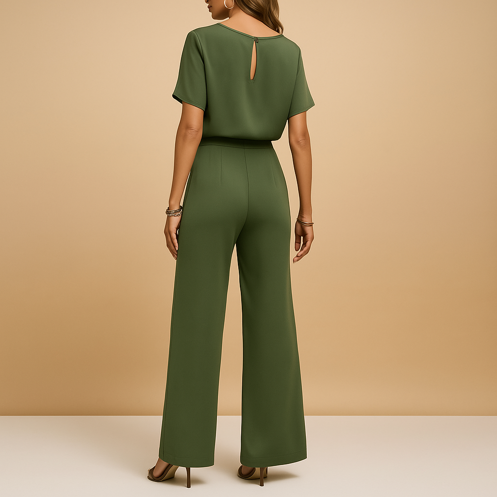 Women’s formal jumpsuit with flowing sleeves and tailored fit, ideal for galas, weddings, and elegant evening occasions
