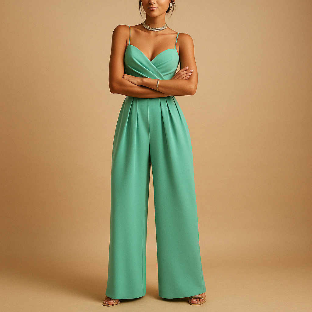 Women’s summer jumpsuit with flattering fit and adjustable straps, ideal for garden parties, casual outings and seasonal events