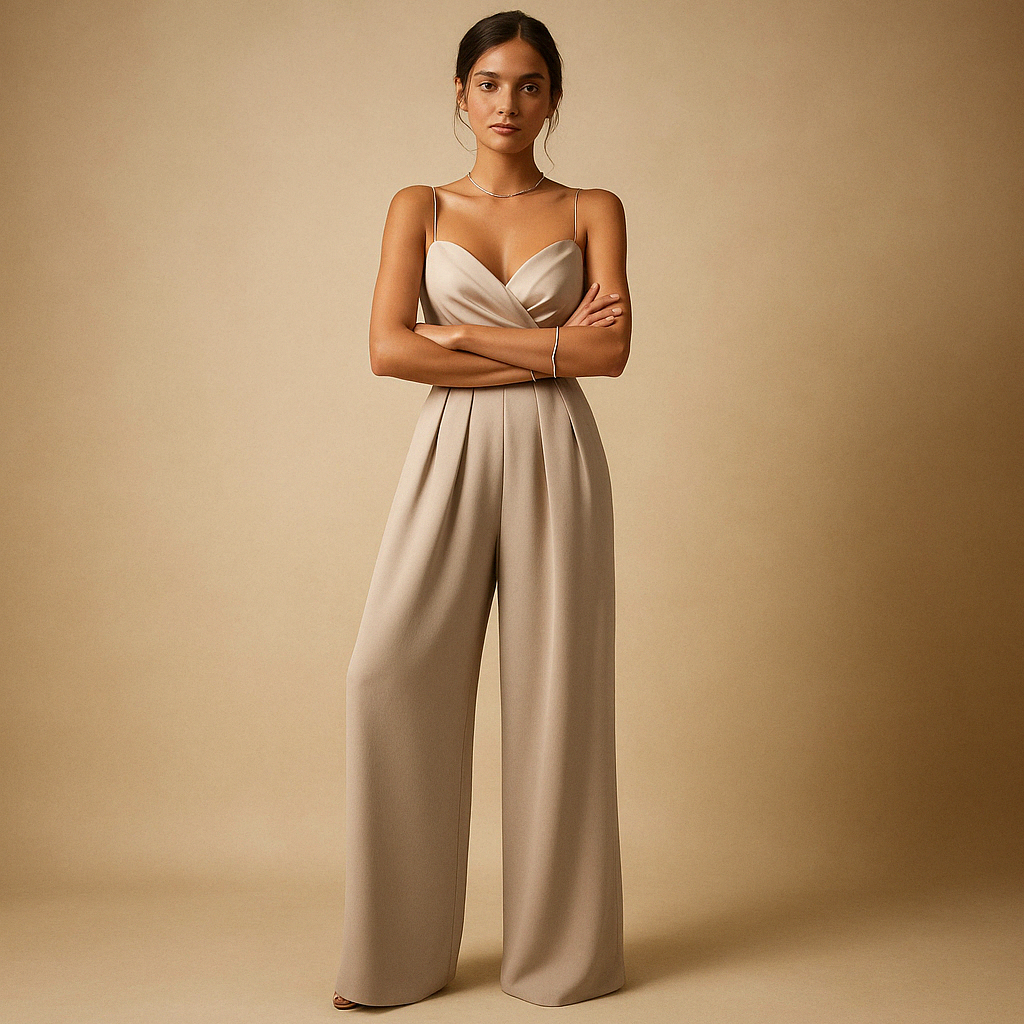 Women’s summer jumpsuit with flattering fit and adjustable straps, ideal for garden parties, casual outings and seasonal events