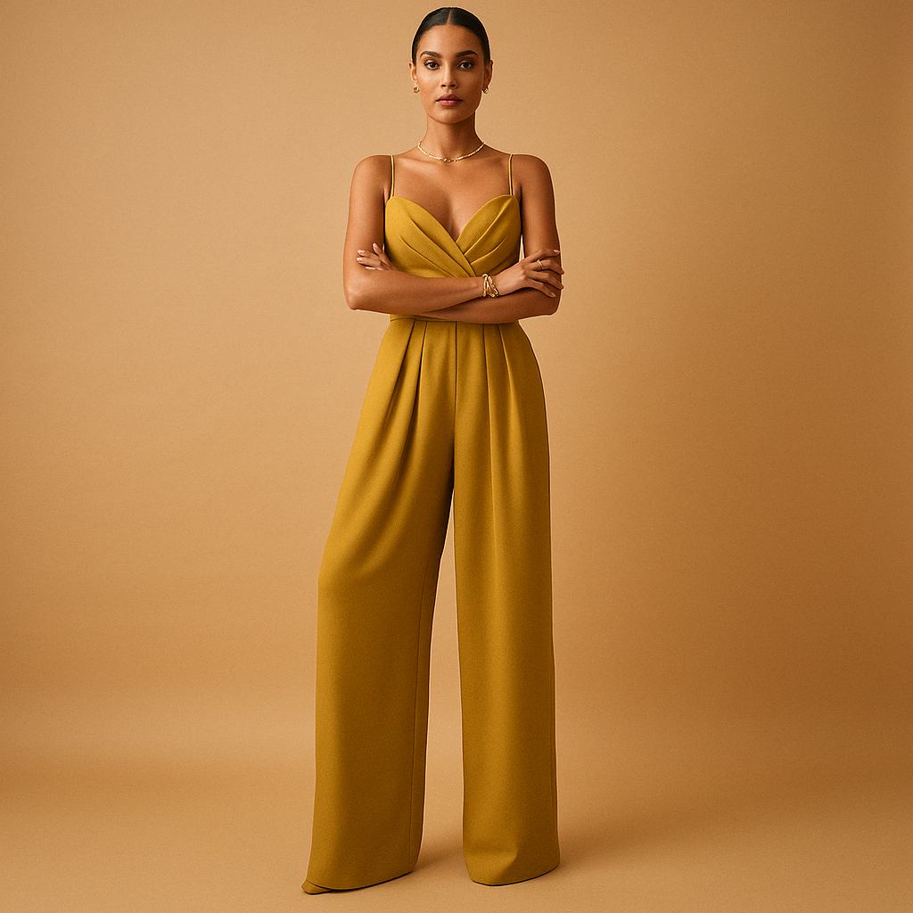 Women’s summer jumpsuit with flattering fit and adjustable straps, ideal for garden parties, casual outings and seasonal events