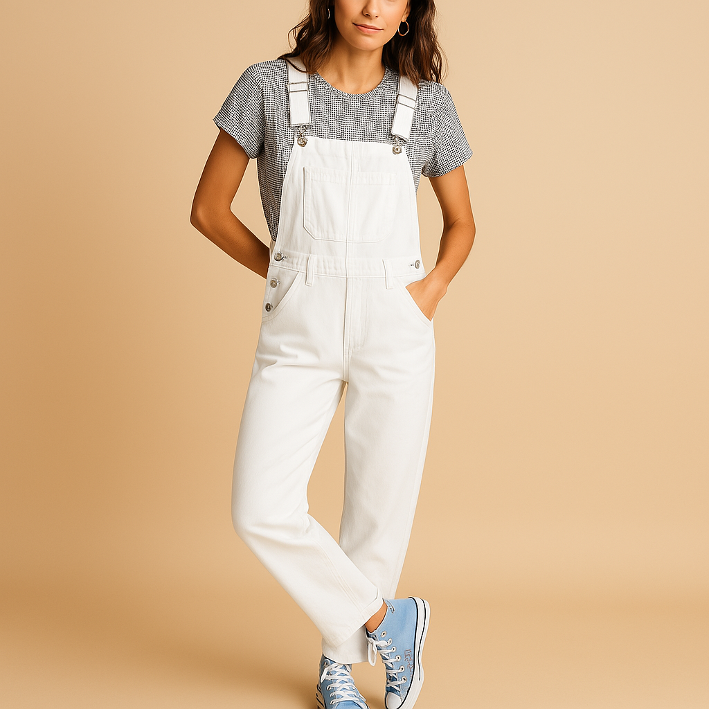 Women’s denim jumpsuit with flattering fit and casual design, ideal for everyday wear, relaxed workdays, or outdoor activities