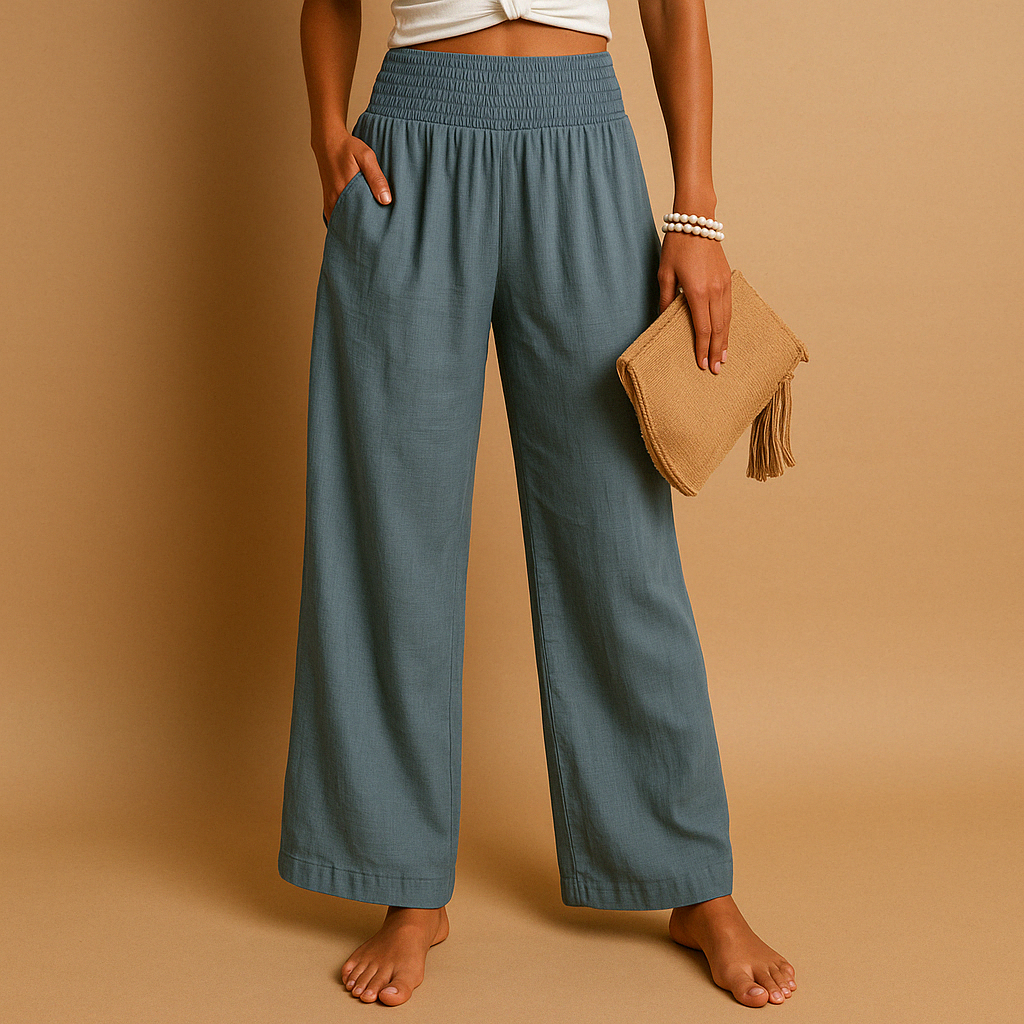 Ladies Summer Trousers with Elastic Waist and Loose Fit | Emma-3