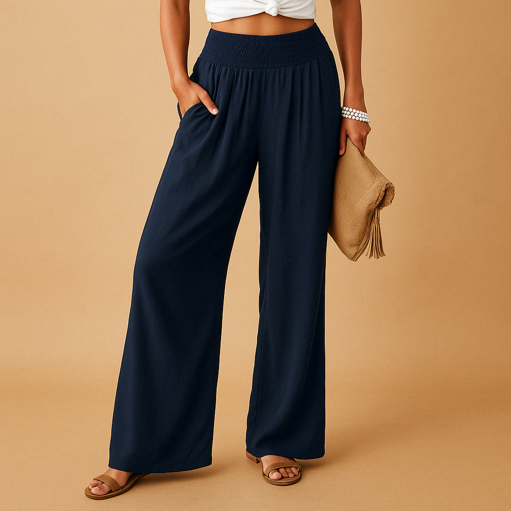 Ladies Summer Trousers with Elastic Waist and Loose Fit | Emma-4