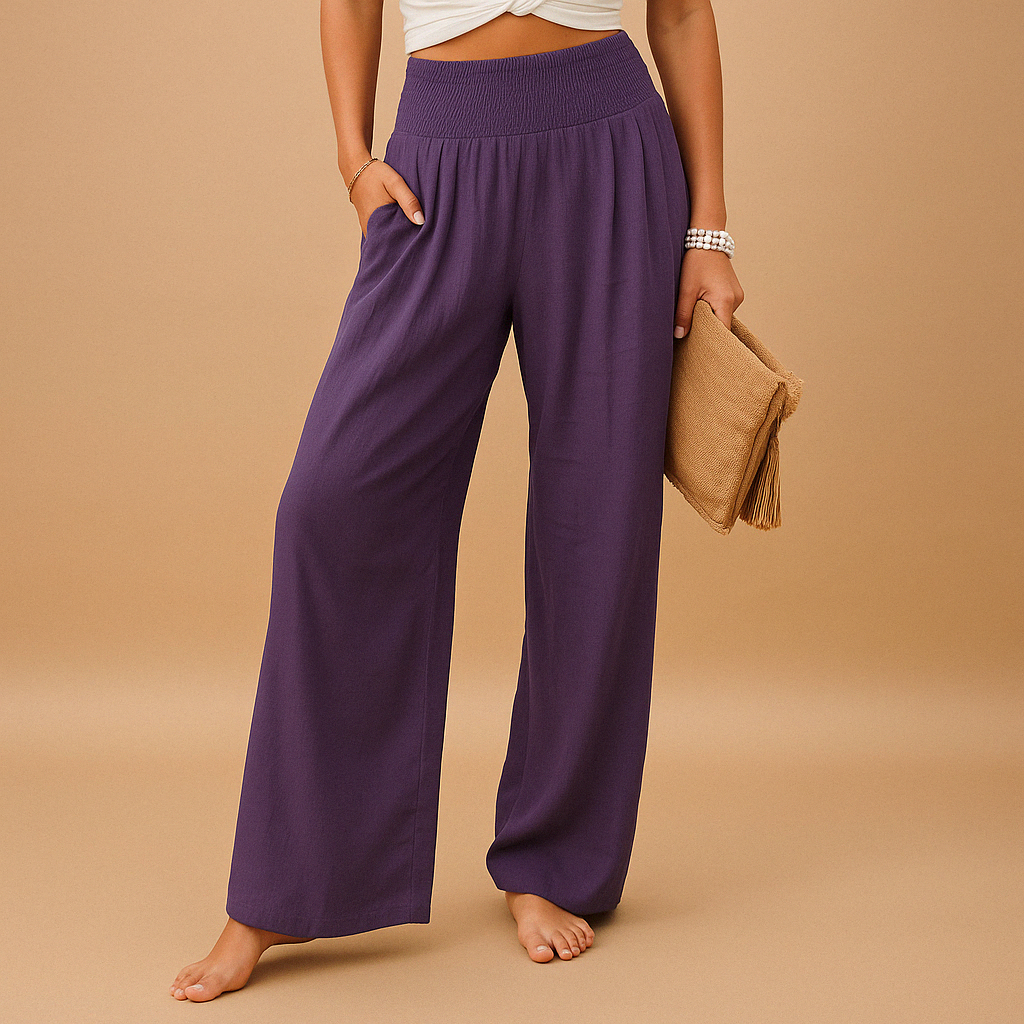 Ladies Summer Trousers with Elastic Waist and Loose Fit | Emma-6