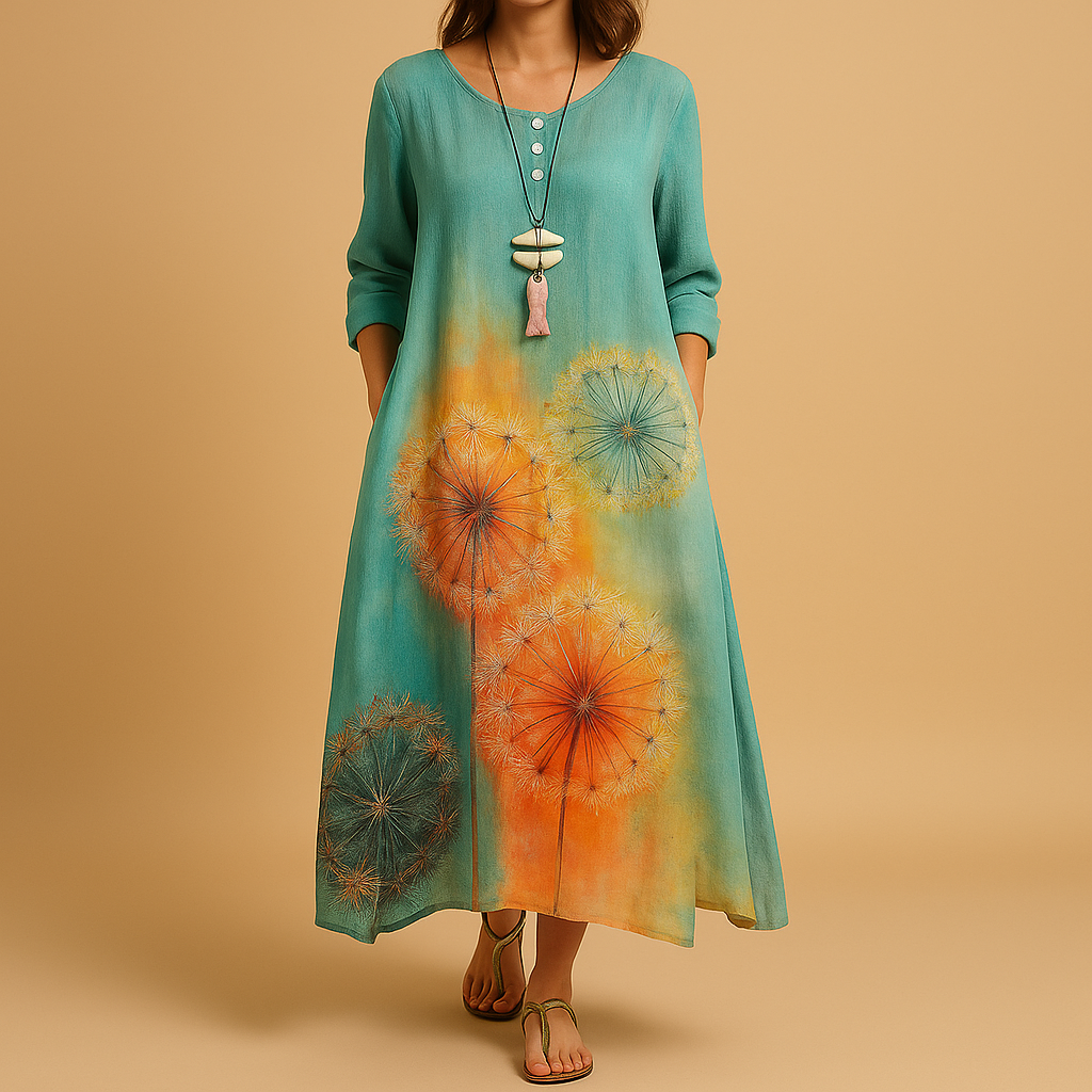 Elegant breathable cotton dress for women with a timeless A-line silhouette, made from sustainable cotton, perfect for all seasons and any occasion.