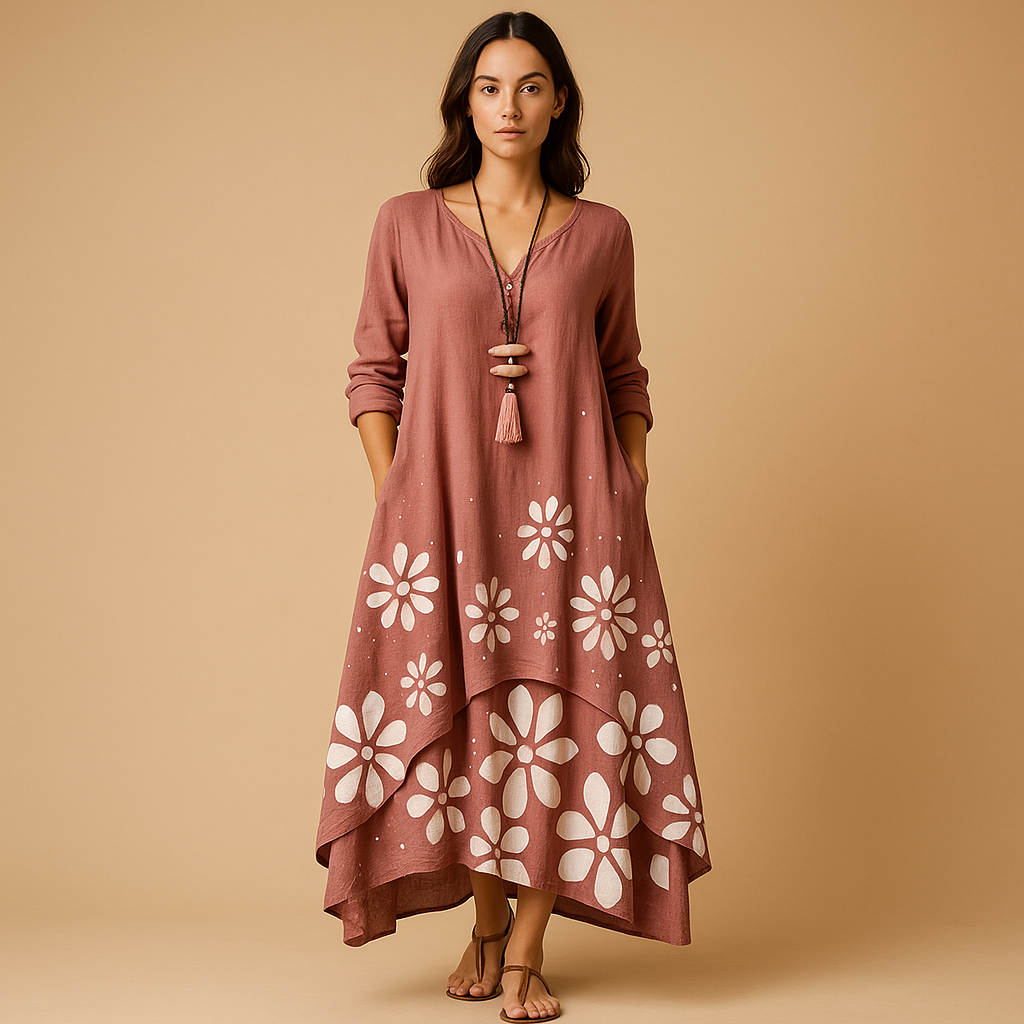 Elegant breathable cotton dress for women with a timeless A-line silhouette, made from sustainable cotton, perfect for all seasons and any occasion.