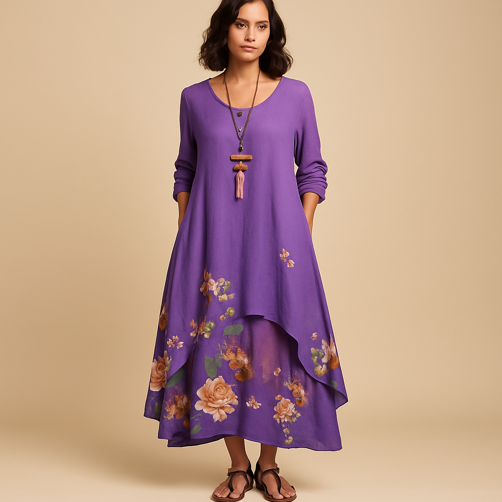 Elegant breathable cotton dress for women with a timeless A-line silhouette, made from sustainable cotton, perfect for all seasons and any occasion.