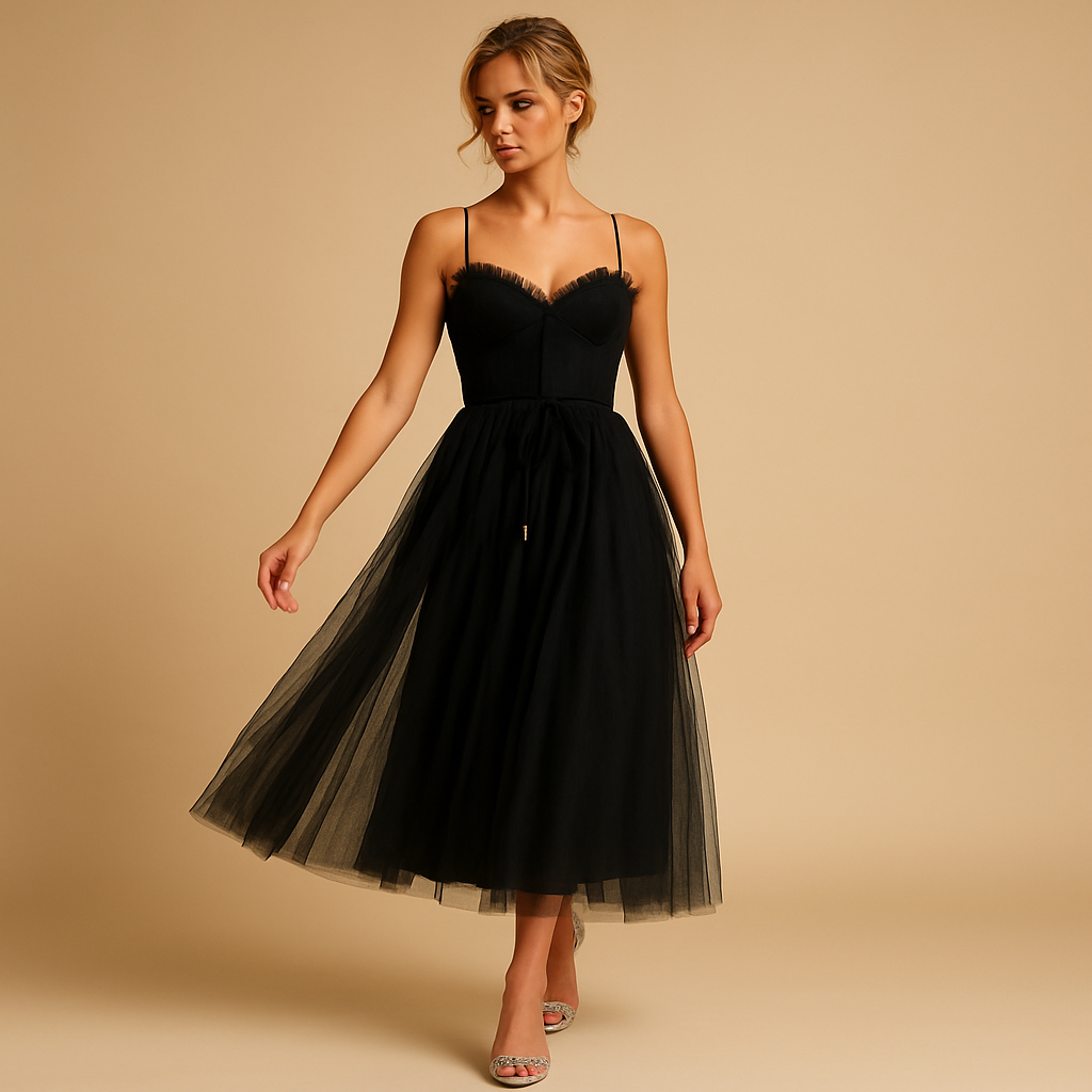 Elegant flowy chiffon maxi dress for women with tulle overlay, sleeveless cut, and round neckline, perfect for weddings, evening parties, and formal events.