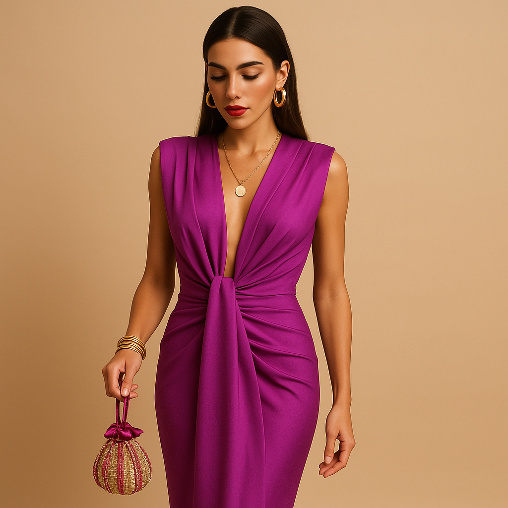 Women's elegant party dress with flattering silhouette, ideal for weddings, formal dinners, and special occasions