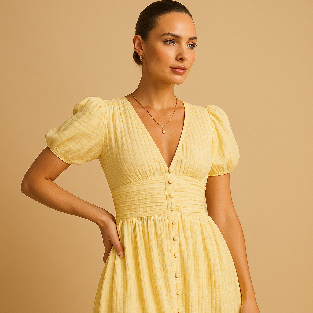 Alina flowy button-front maxi dress with long sleeves for women, featuring lightweight breathable fabric and graceful all-season silhouette