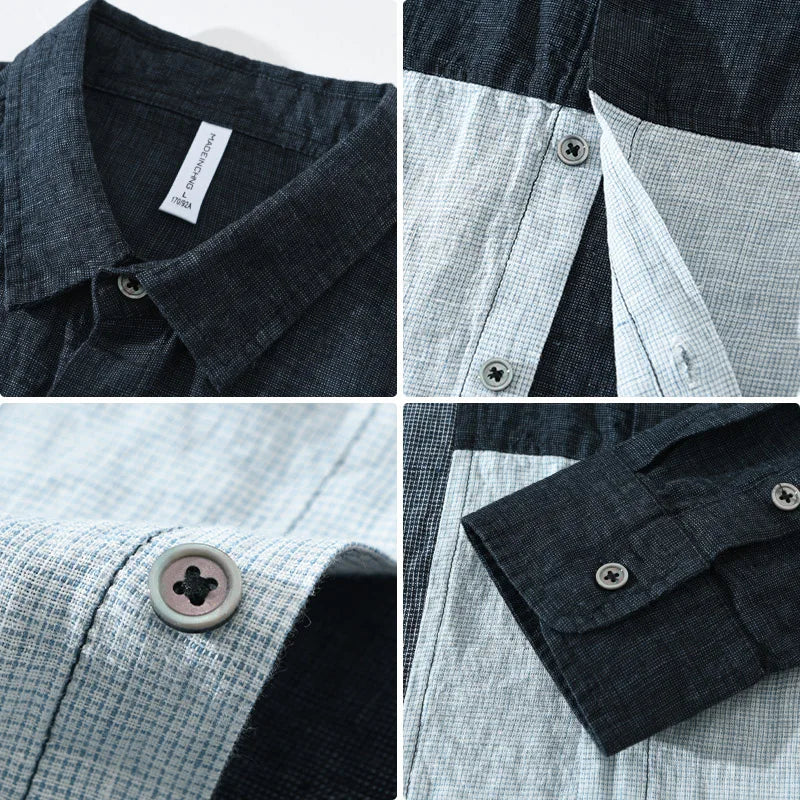 Patchwork Linen Shirt - Versatile Style