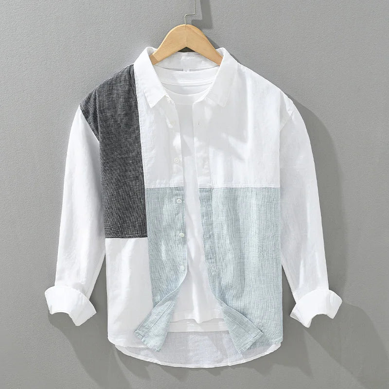 Patchwork Linen Shirt - Versatile Style