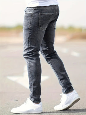 Slim Fit Ripped Denim Jeans - Style and Comfort