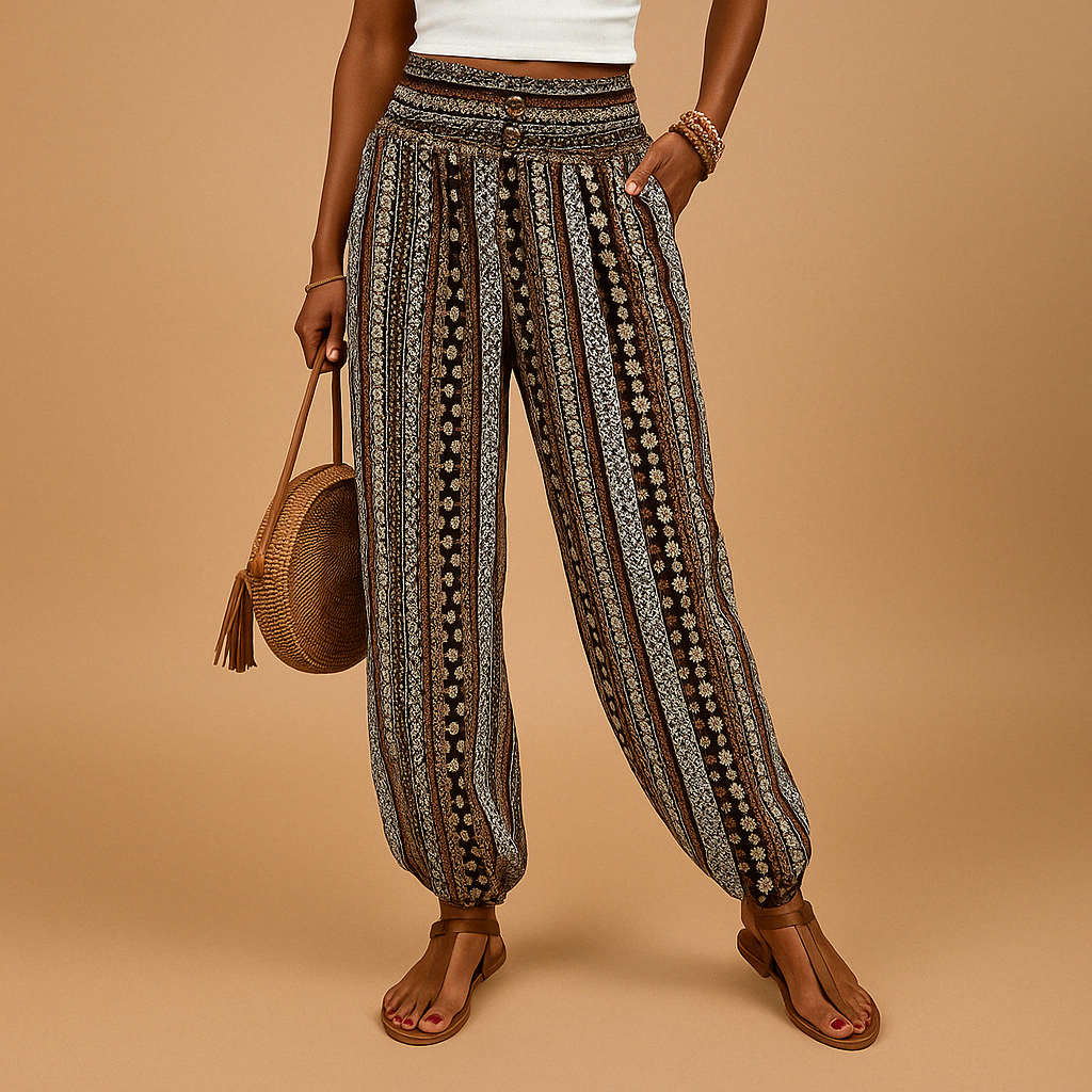 Wide Leg Pants for Women in Chic Boho Style | Elena-1