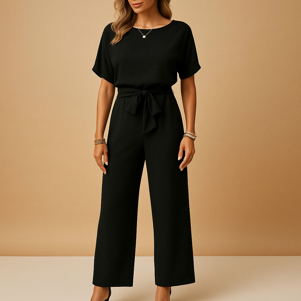 Women’s formal jumpsuit with flowing sleeves and tailored fit, ideal for galas, weddings, and elegant evening occasions