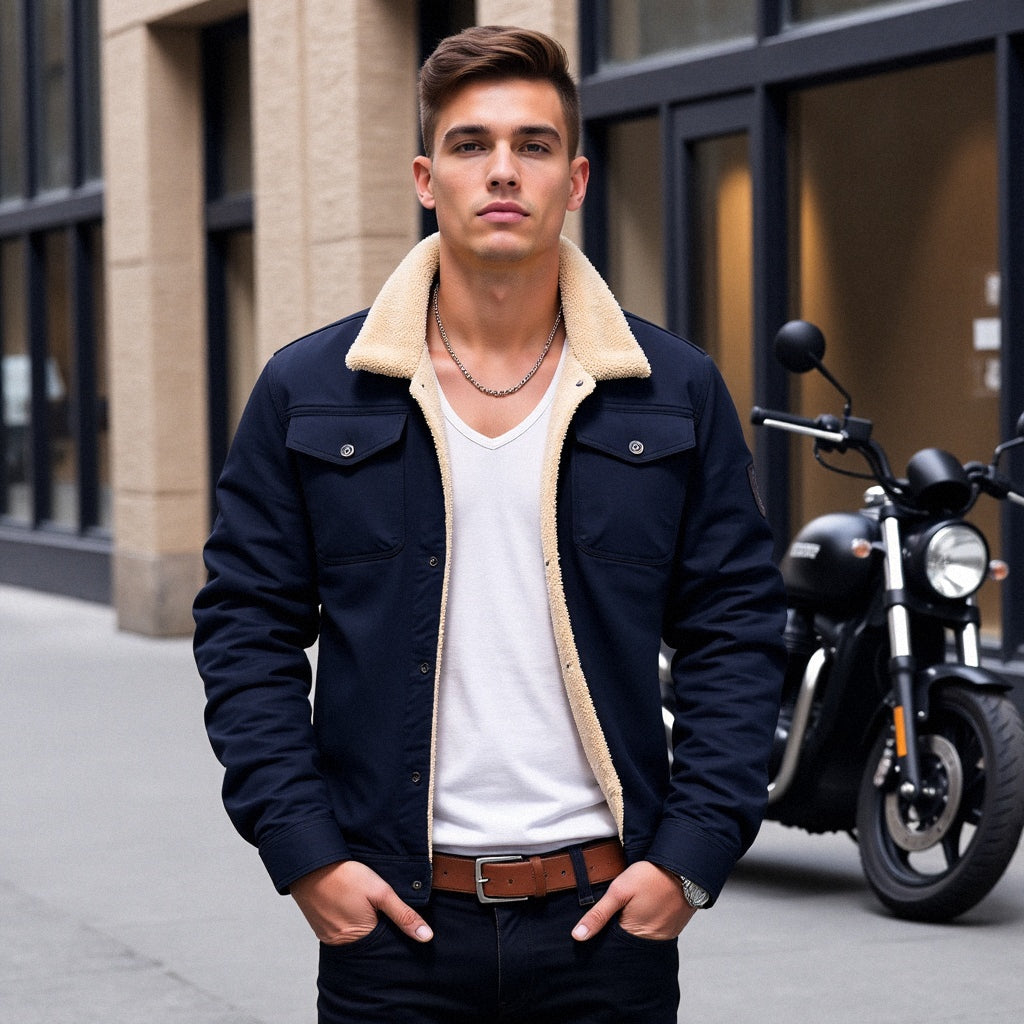 Men's Classic Bomber Jacket – Stylish and Warm for Winter