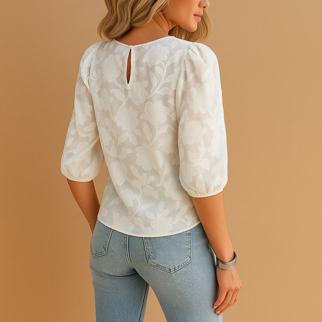 Elegant floral blouse for women with lightweight fabric and flattering cut—ideal for everyday wear, work, or formal gatherings.