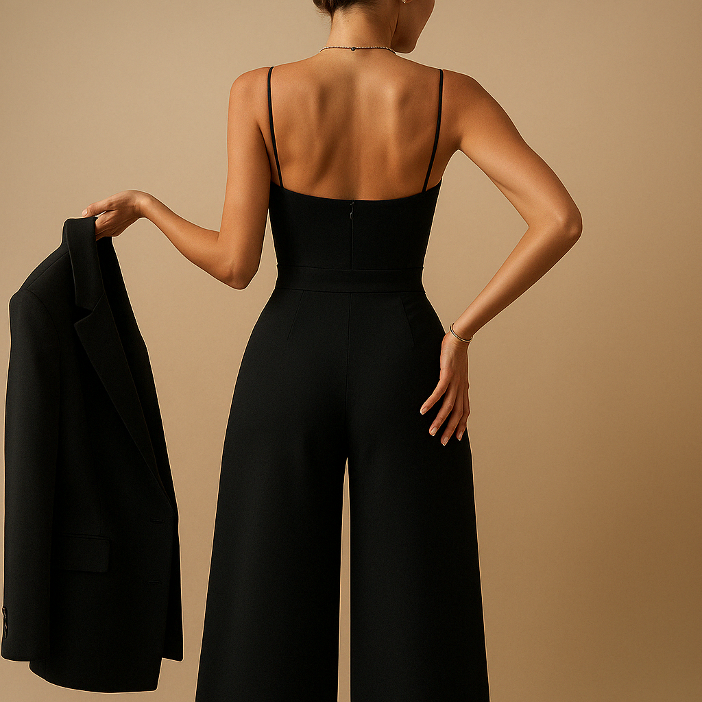 Women’s summer jumpsuit with flattering fit and adjustable straps, ideal for garden parties, casual outings and seasonal events
