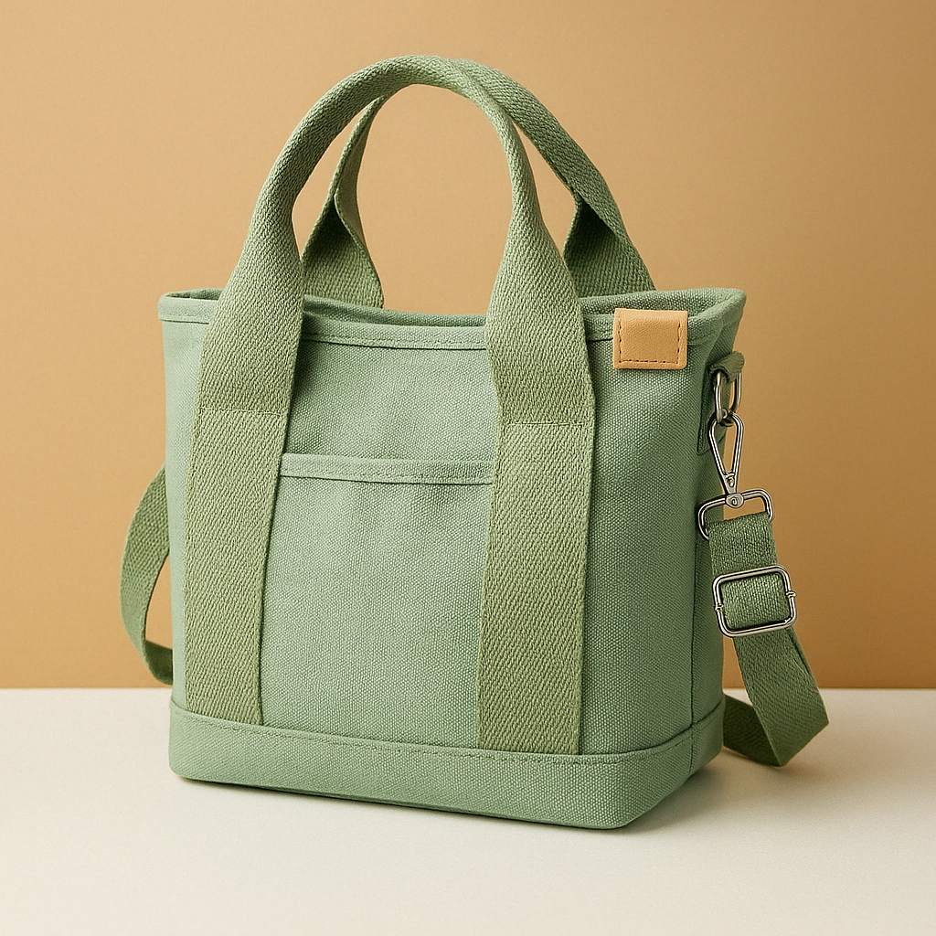 Stylish women’s canvas shoulder bag with adjustable strap, secure zipper, and multiple compartments for everyday essentials