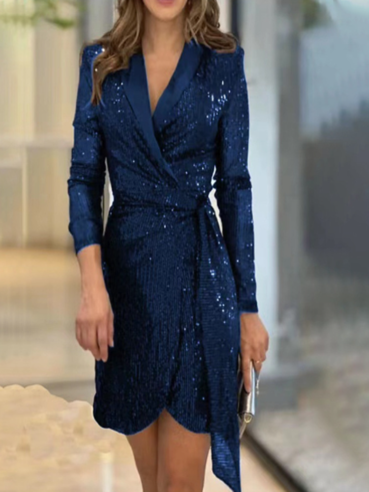 Sequin Wrap Mini Dress - Glamorous Sparkle