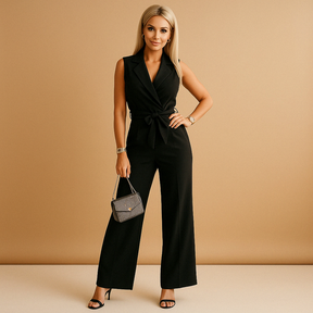Lillian | Elegant wrap jumpsuit with wide legs for women