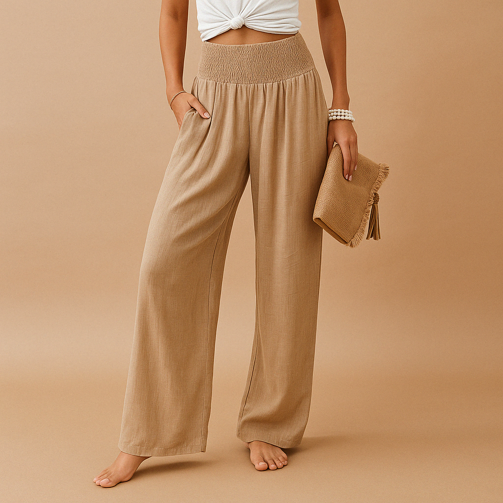 Ladies Summer Trousers with Elastic Waist and Loose Fit | Emma-1