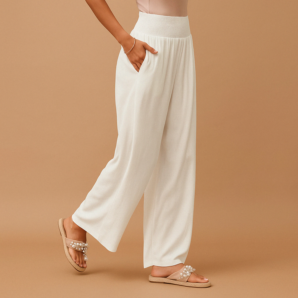 Ladies Summer Trousers with Elastic Waist and Loose Fit | Emma-2