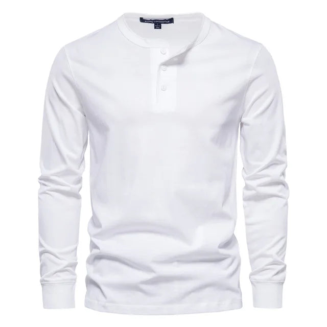 Long Sleeve Henley Shirt - Cotton Comfort