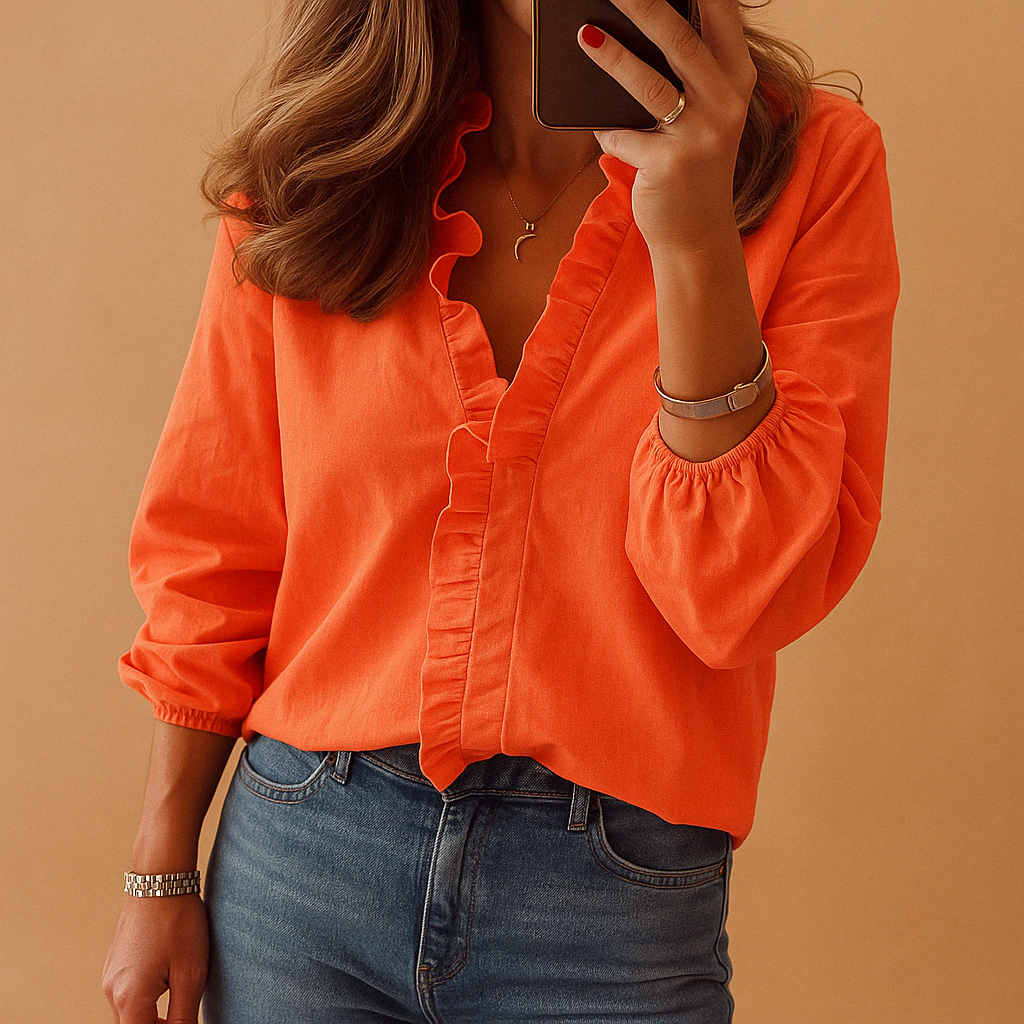 Ruffled elegant blouse with flattering fit for women | Elise