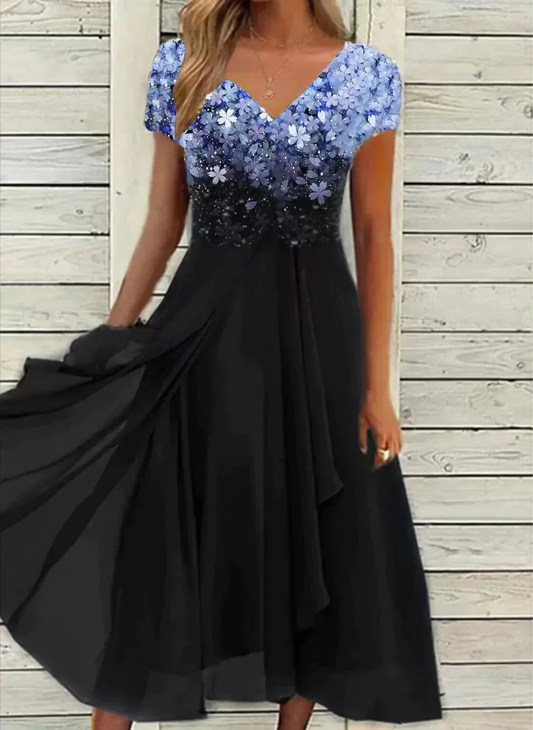 Elegant V-Neck Evening Dress - Timeless Style