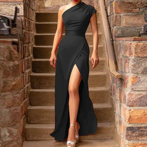 One-Shoulder Maxi Dress - Elegant and Adjustable