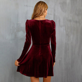 Velvet Mini Dress - Elegant and Chic