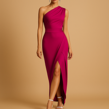 Women’s elegant evening dress with flattering fit and tasteful slit, ideal for weddings, galas, and formal events