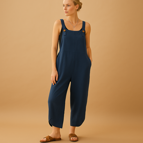 Women’s lightweight summer jumpsuit with relaxed fit, ideal for warm-weather outings, holidays, and beach days