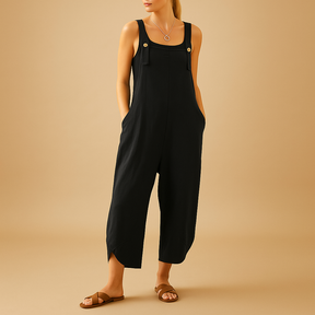 Women’s lightweight summer jumpsuit with relaxed fit, ideal for warm-weather outings, holidays, and beach days