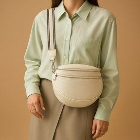Women’s double-zip crossbody bag with elegant design and spacious interior, ideal for work, errands, and stylish daily use