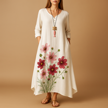 Elegant breathable cotton dress for women with a timeless A-line silhouette, made from sustainable cotton, perfect for all seasons and any occasion.