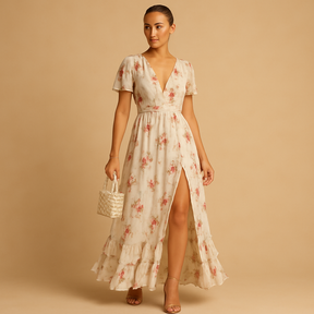 Amelia elegant floral lace midi dress for women with delicate lace detailing, flattering fit, and sophisticated design for weddings and formal events