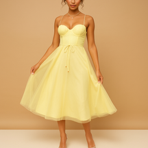 Elegant flowy chiffon maxi dress for women with tulle overlay, sleeveless cut, and round neckline, perfect for weddings, evening parties, and formal events.