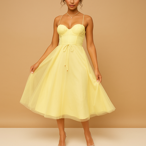 Elegant flowy chiffon maxi dress for women with tulle overlay, sleeveless cut, and round neckline, perfect for weddings, evening parties, and formal events.