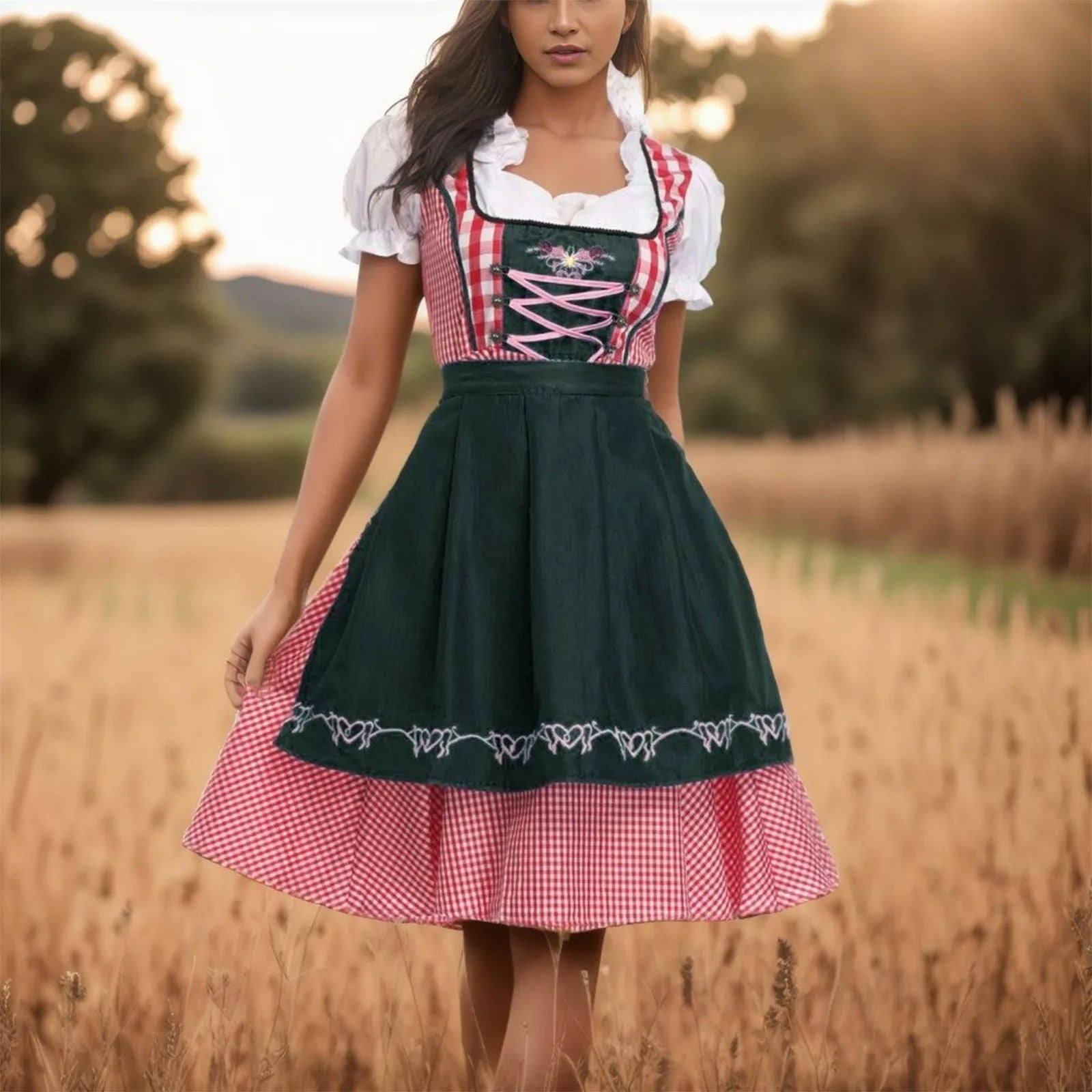 Traditional Dirndl Dress with Apron